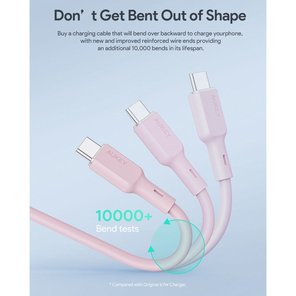 Aukey CB-SCC101 100W USB-C til USB-C-Kabel - 1m - Rosa