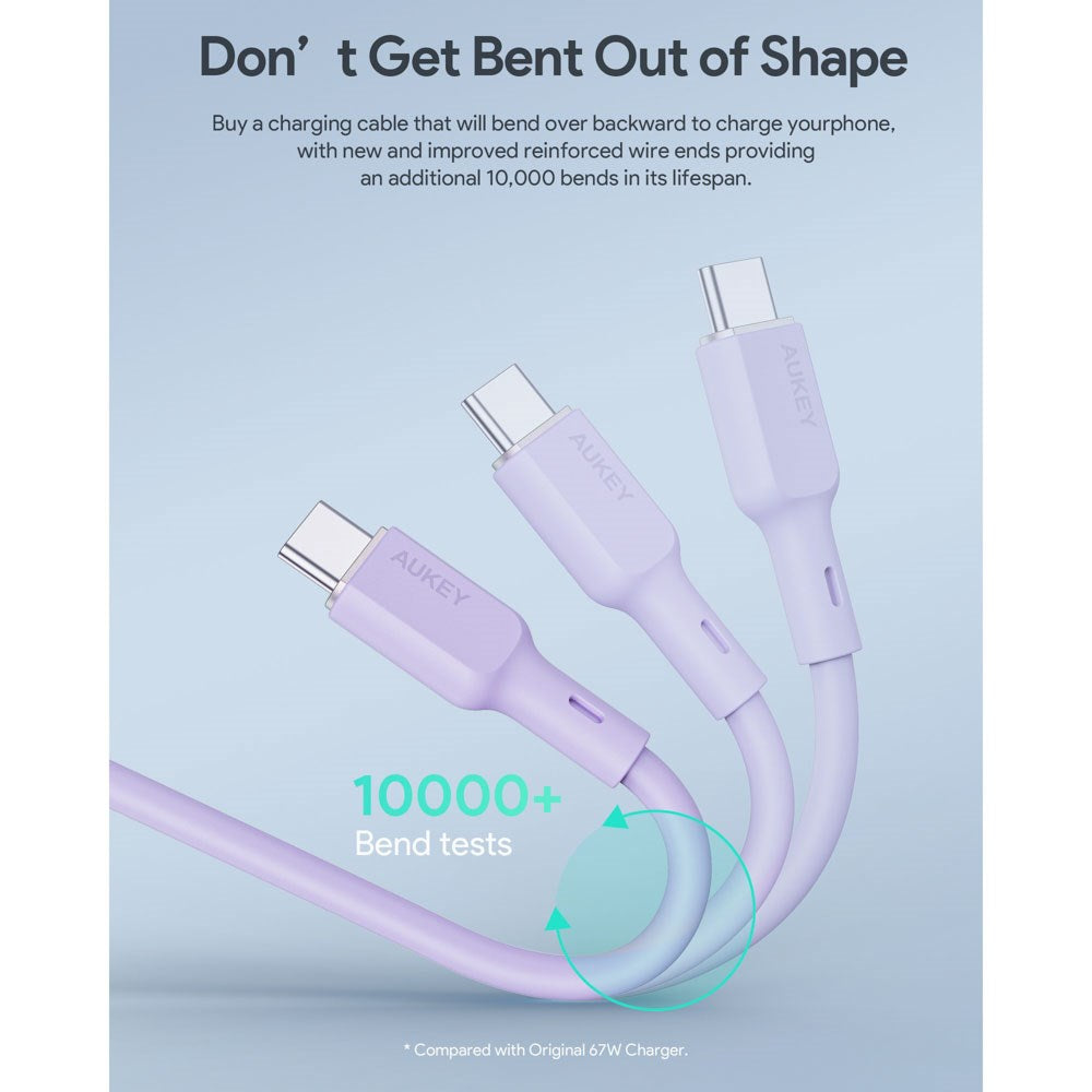 Aukey CB-SCC101 100W USB-C til USB-C-Kabel - 1m - Lilla