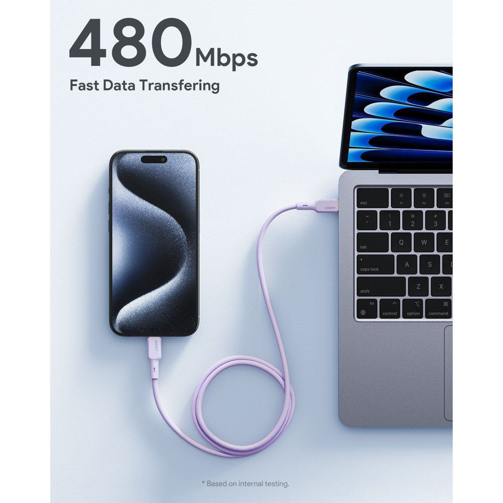 Aukey CB-SCC101 100W USB-C til USB-C-Kabel - 1m - Lilla