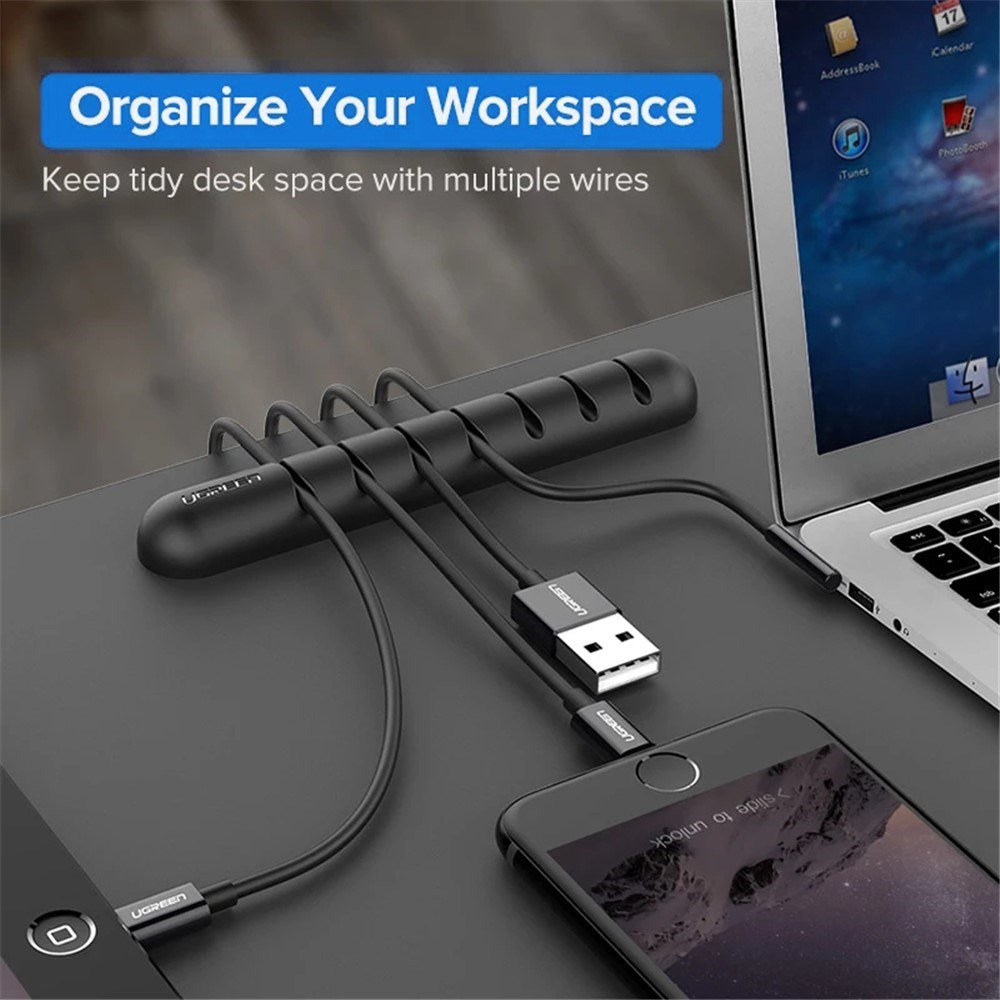 Fleksibel & Selvklebende Kabelholder med 7 Spor - Svart