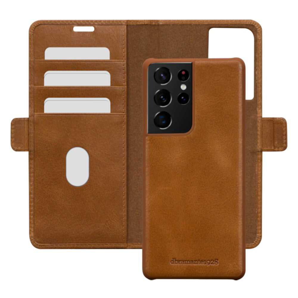 Samsung Galaxy S21 Ultra dbramante1928 Lynge Ekte Skinn Magnet Deksel - Tan