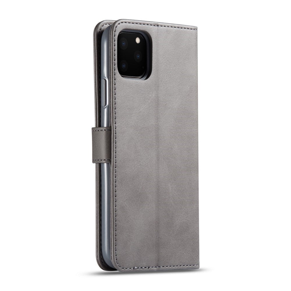 iPhone 11 Pro Max Kunstskinn Flip Deksel m. Kortholder & Ståfunksjon - Grå