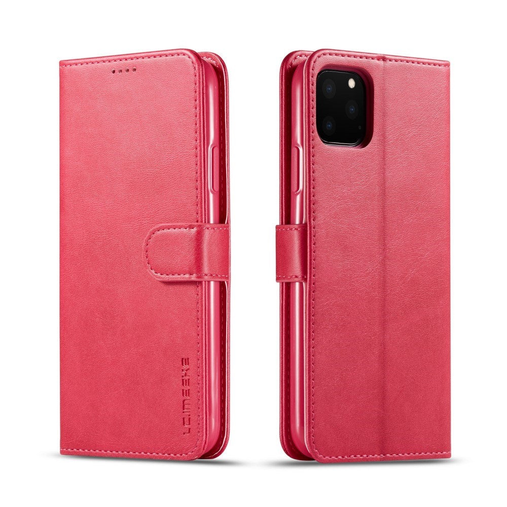 iPhone 11 Pro Max Kunstskinn Flip Deksel m. Kortholder & Ståfunksjon - Rosa
