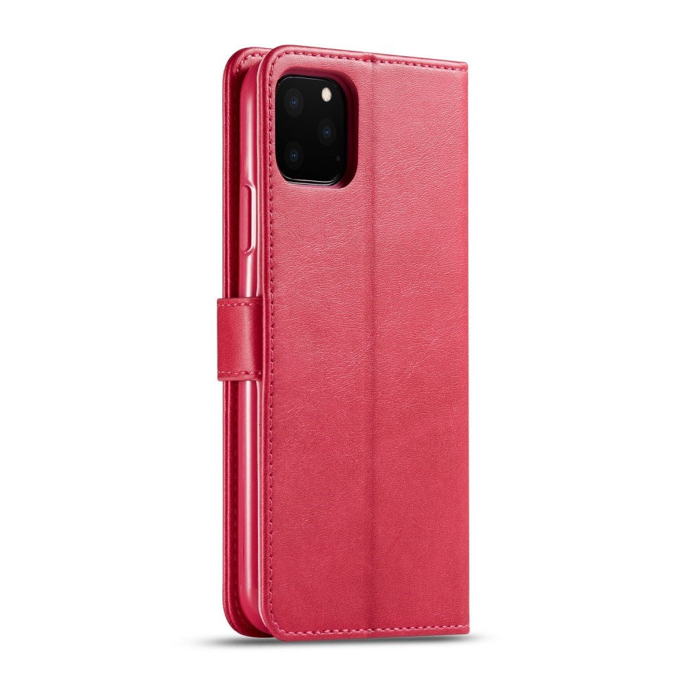 iPhone 11 Pro Max Kunstskinn Flip Deksel m. Kortholder & Ståfunksjon - Rosa