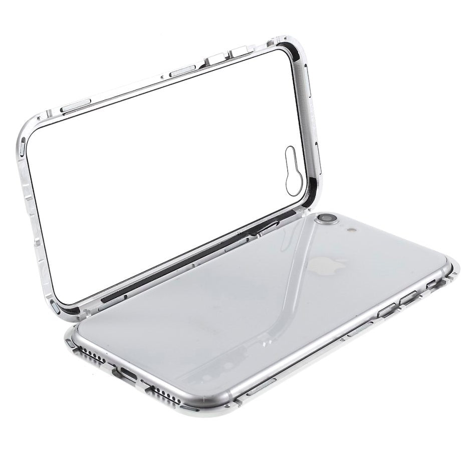 iPhone SE (2022/2020)/8/7 360⁰ Magnetisk Deksel m. Glass Foran & Bak - Sølv