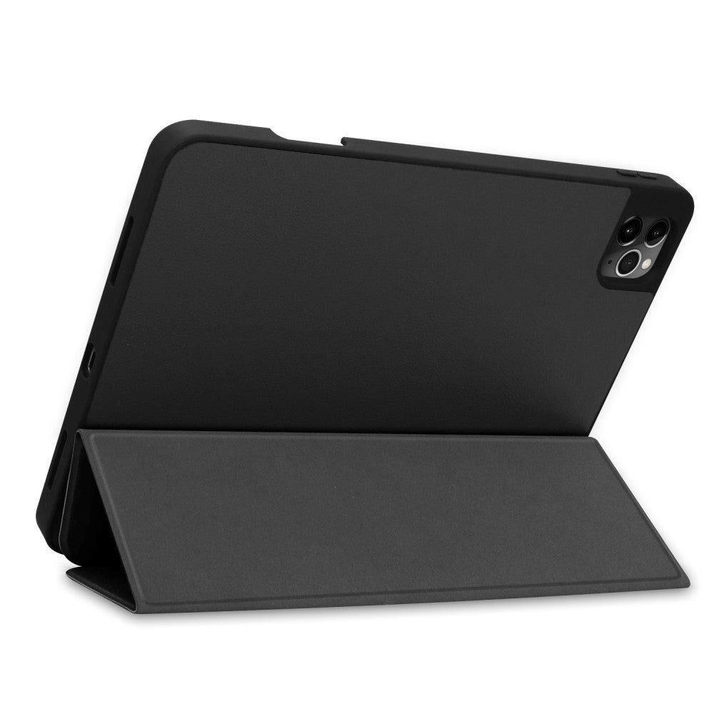 iPad Air 10.9-11" (2025-2020) / Pro 11" (2022-2018) Tri-fold Skinn Deksel m. Stativ & Wake-Up - Svart