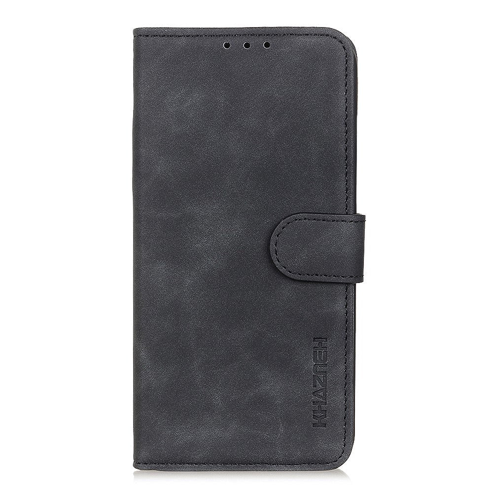 iPhone 12 Pro Max KHAZNEH Retro PU Skinndeksel m. Lommebok - Sort