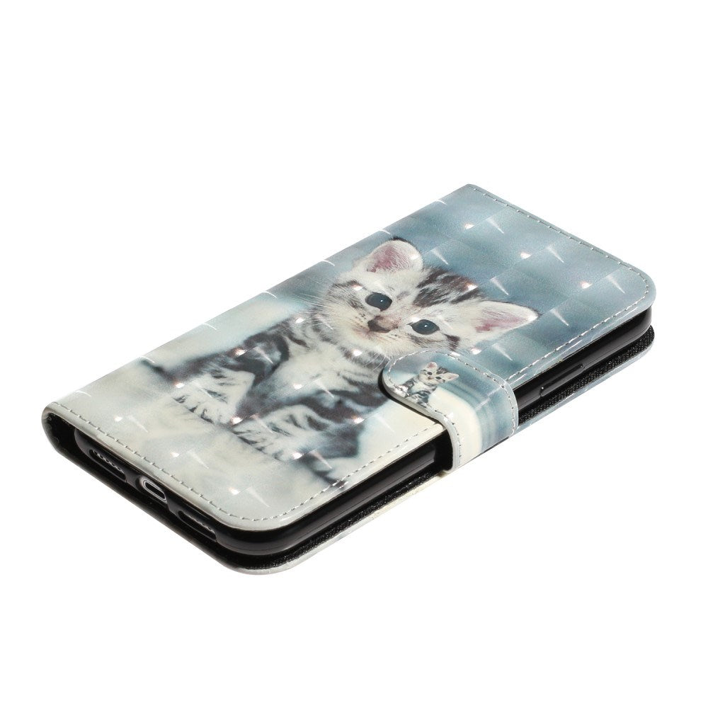 EIDERWOOD iPhone XR Kunstskinn Deksel med Lommebok & Stropp - Katt