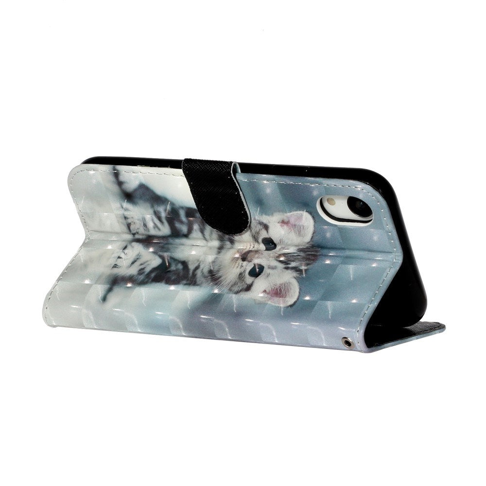 EIDERWOOD iPhone XR Kunstskinn Deksel med Lommebok & Stropp - Katt