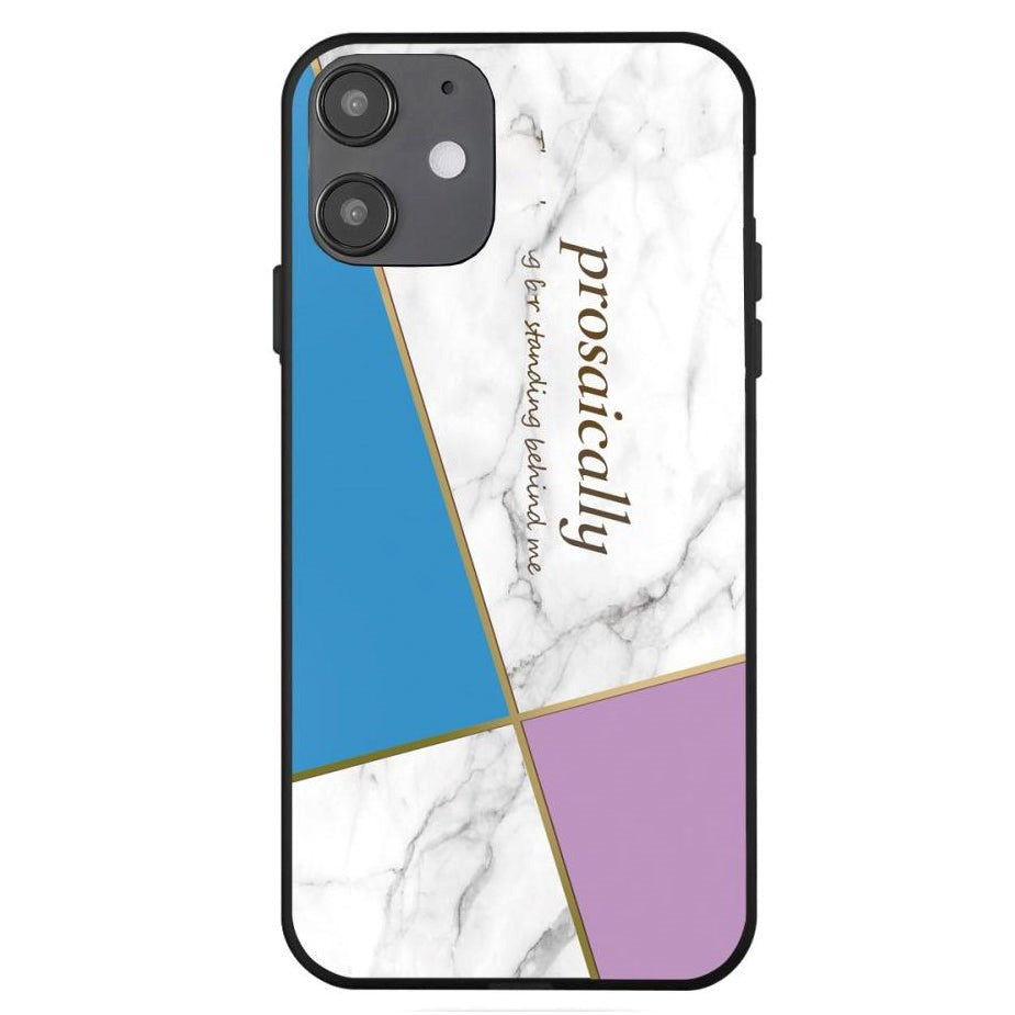 iPhone 12 Mini Deksel med Print - Geometri - Rosa / Blå / Hvit Marmor