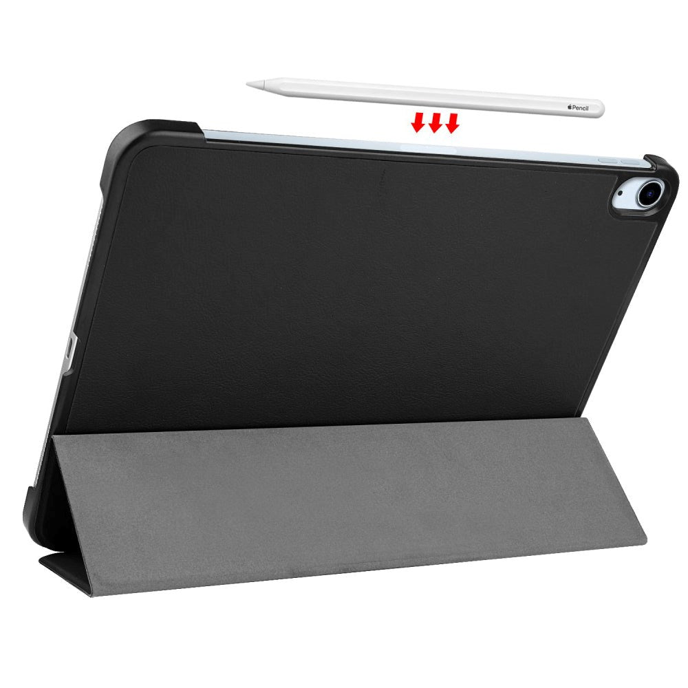 EIDERWOOD iPad Air 10.9-11" (2025-2020) Tri-fold Skinn Flip Deksel med Stylus Pen Holder - Svart