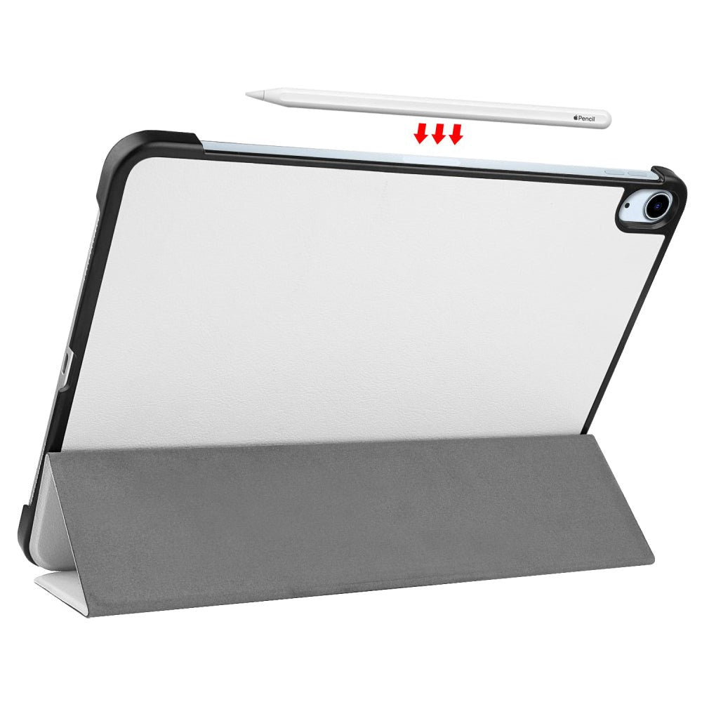 EIDERWOOD iPad Air 10.9-11" (2025-2020) Tri-fold Skinn Flip Deksel med Stylus Pen Holder - Hvit
