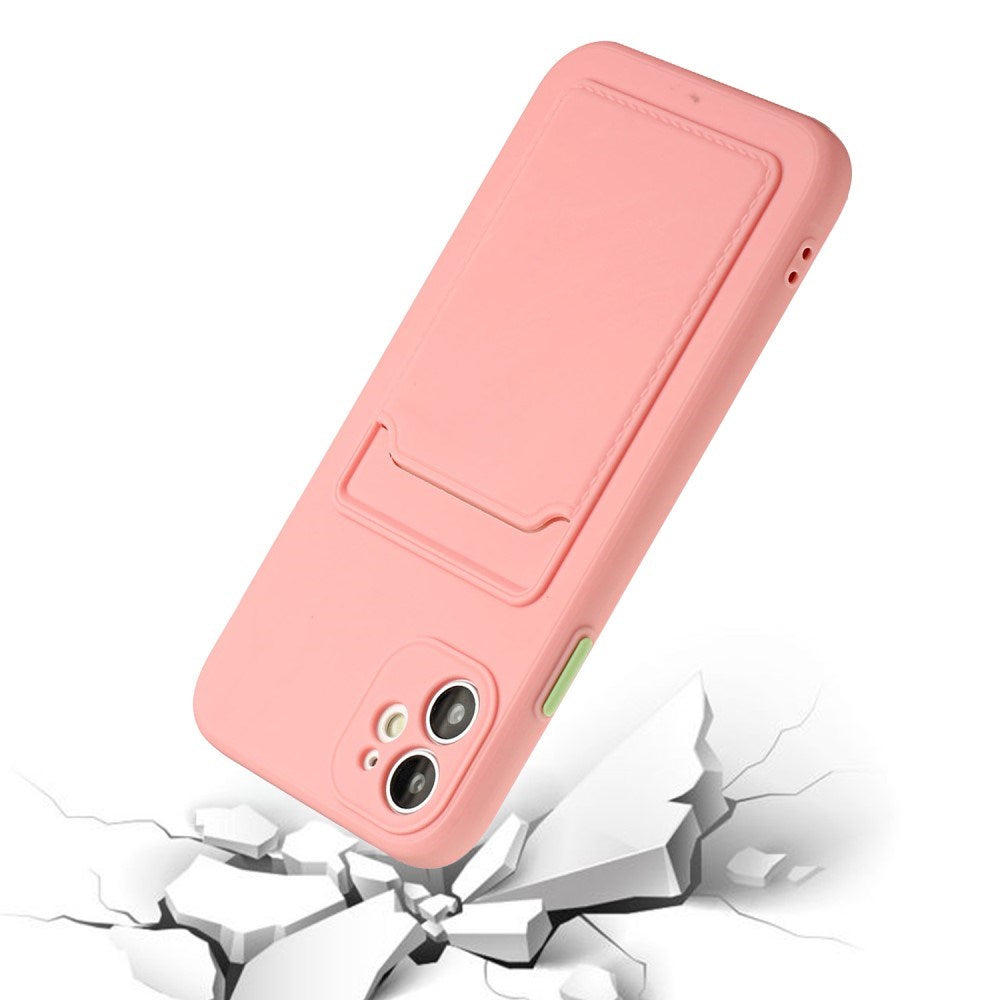 EIDERWOOD iPhone 12 Mini Fleksibelt Plast Deksel m. Kortholder - Rosa