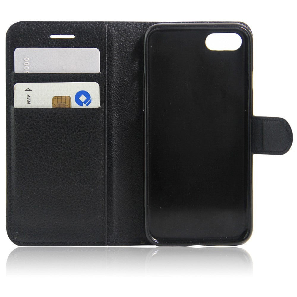 iPhone SE (2022/2020)/8/7 PU skinn Flipdeksel m. Kortholder - Svart