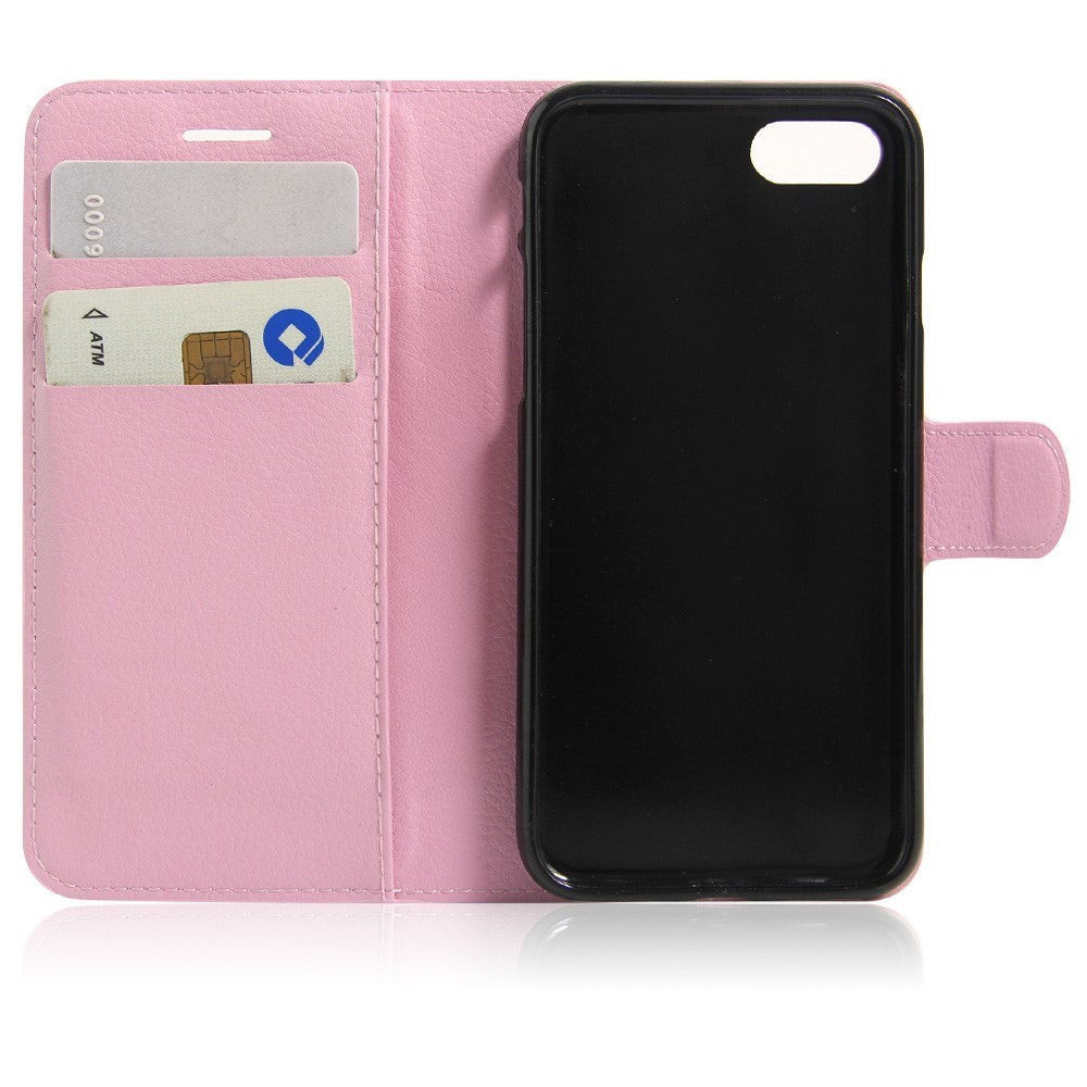 iPhone SE (2022/2020)/8/7 PU skinn Flipdeksel m. Kortholder - Pink