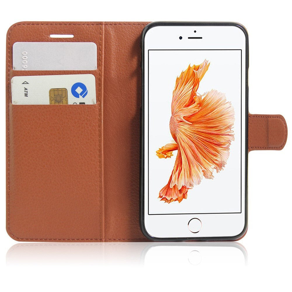 iPhone SE (2022/2020)/8/7 PU skinn Flipdeksel m. Kortholder - Brun