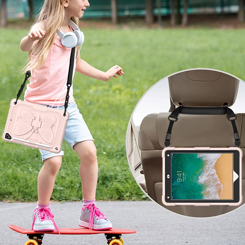 iPad (2018) / iPad (2017) / iPad Air 2 Butterfly Kickstand Barnedeksel - Pink