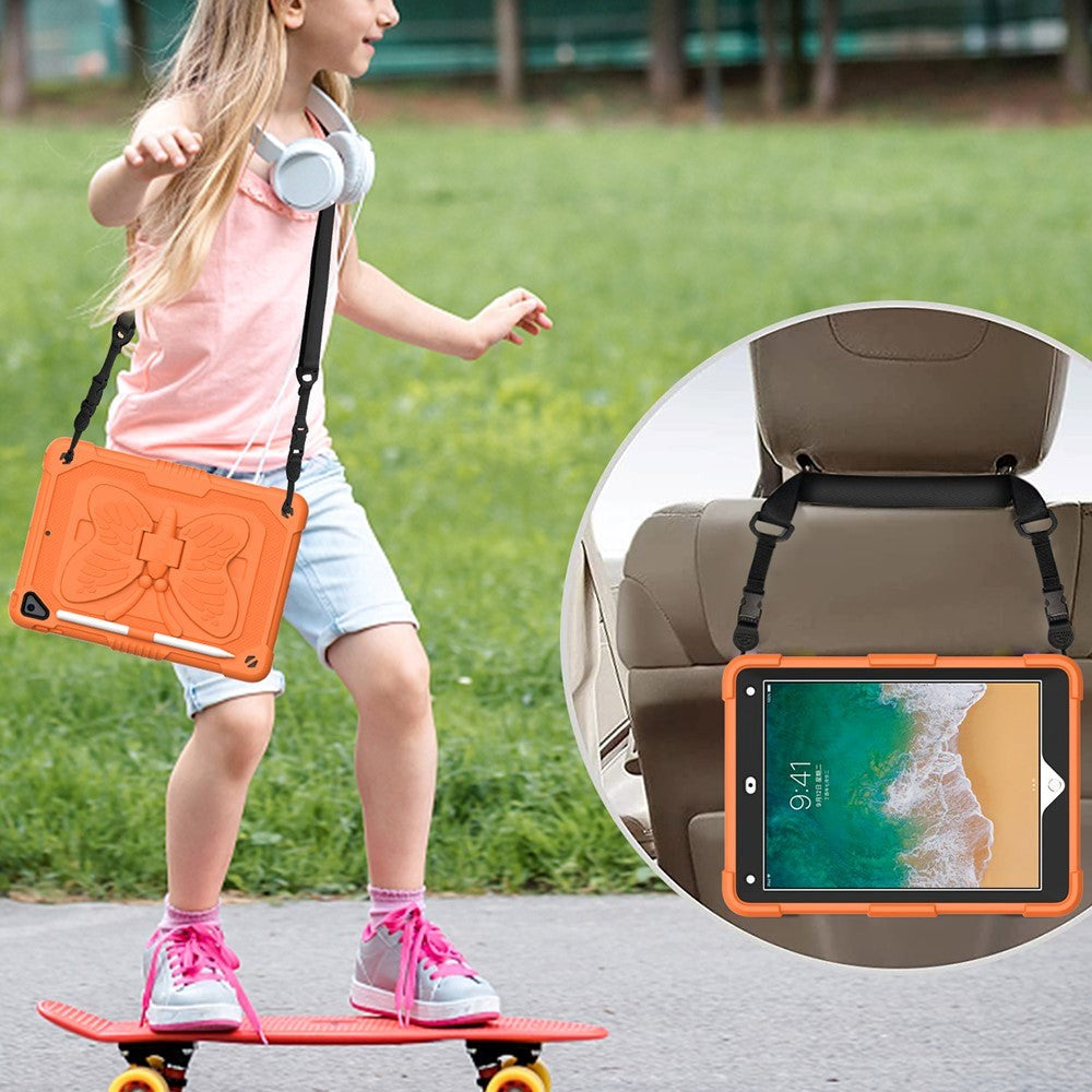 iPad (2018) / iPad (2017) / iPad Air 2 Butterfly Kickstand Barnedeksel - Oransje