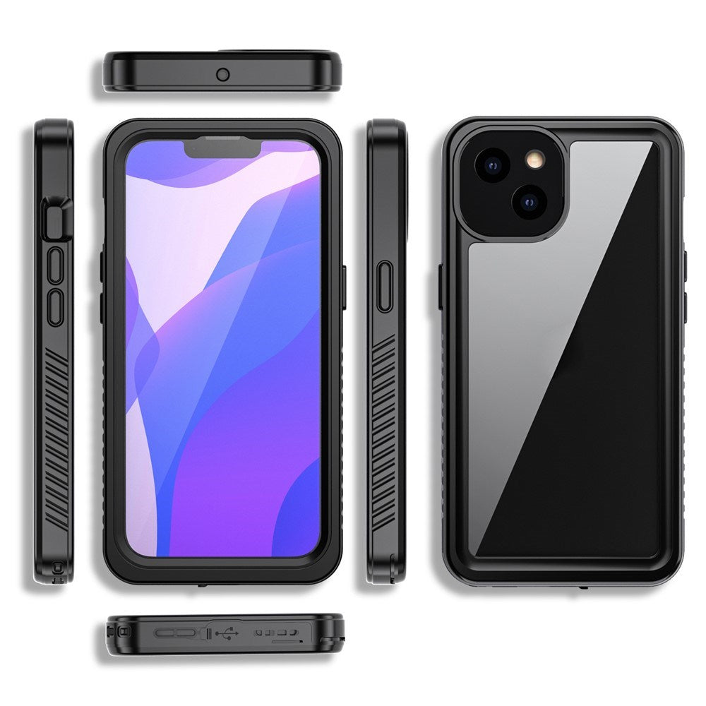 iPhone 13 IP68 Støv- & Vanntett Deksel - Gjennomsiktig / Svart