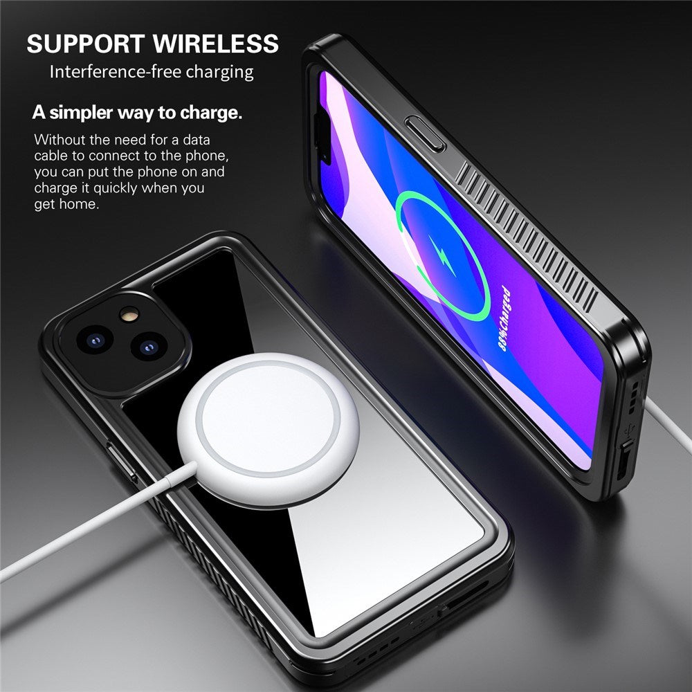 iPhone 13 IP68 Støv- & Vanntett Deksel - Gjennomsiktig / Svart