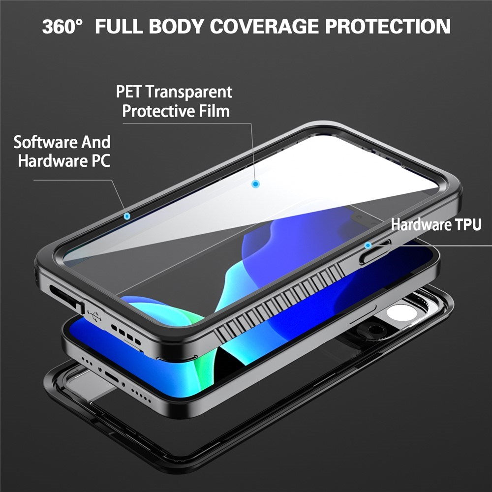 iPhone 13 Pro IP68 Støv- & Vanntett Deksel - Gjennomsiktig / Svart