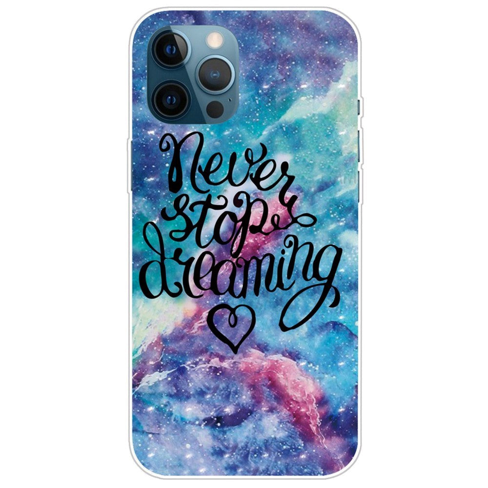 iPhone 14 Pro Fleksibelt Plast Bakdeksel - "Never Stop Dreaming"