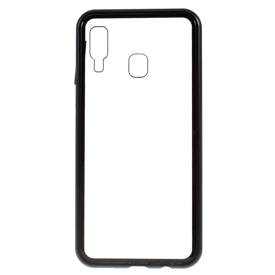 Samsung Galaxy A30 Magnetisk Deksel m. Glassbakside - Svart