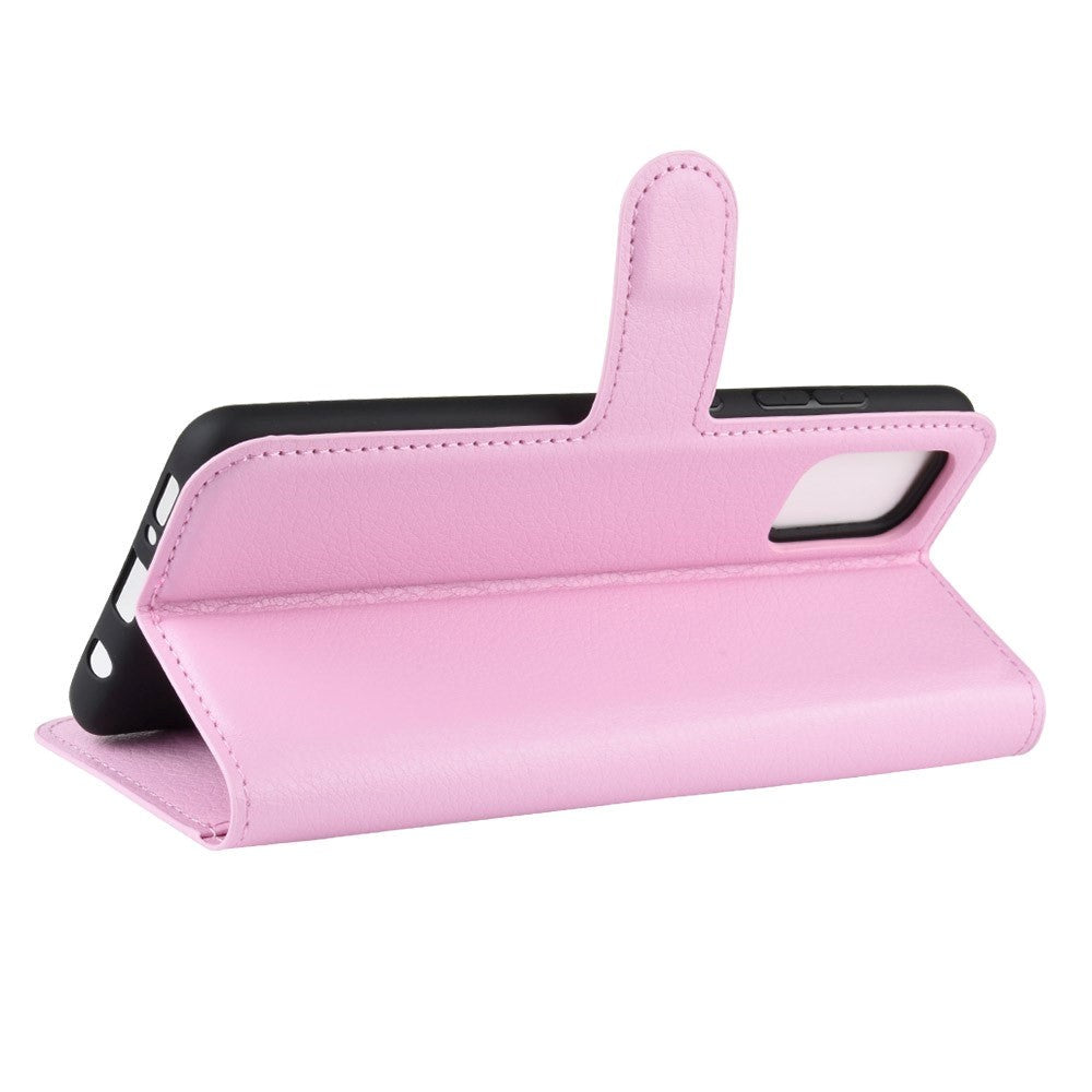 Samsung Galaxy A71 Litchi Skinn Deksel m. Lommebok - Rosa