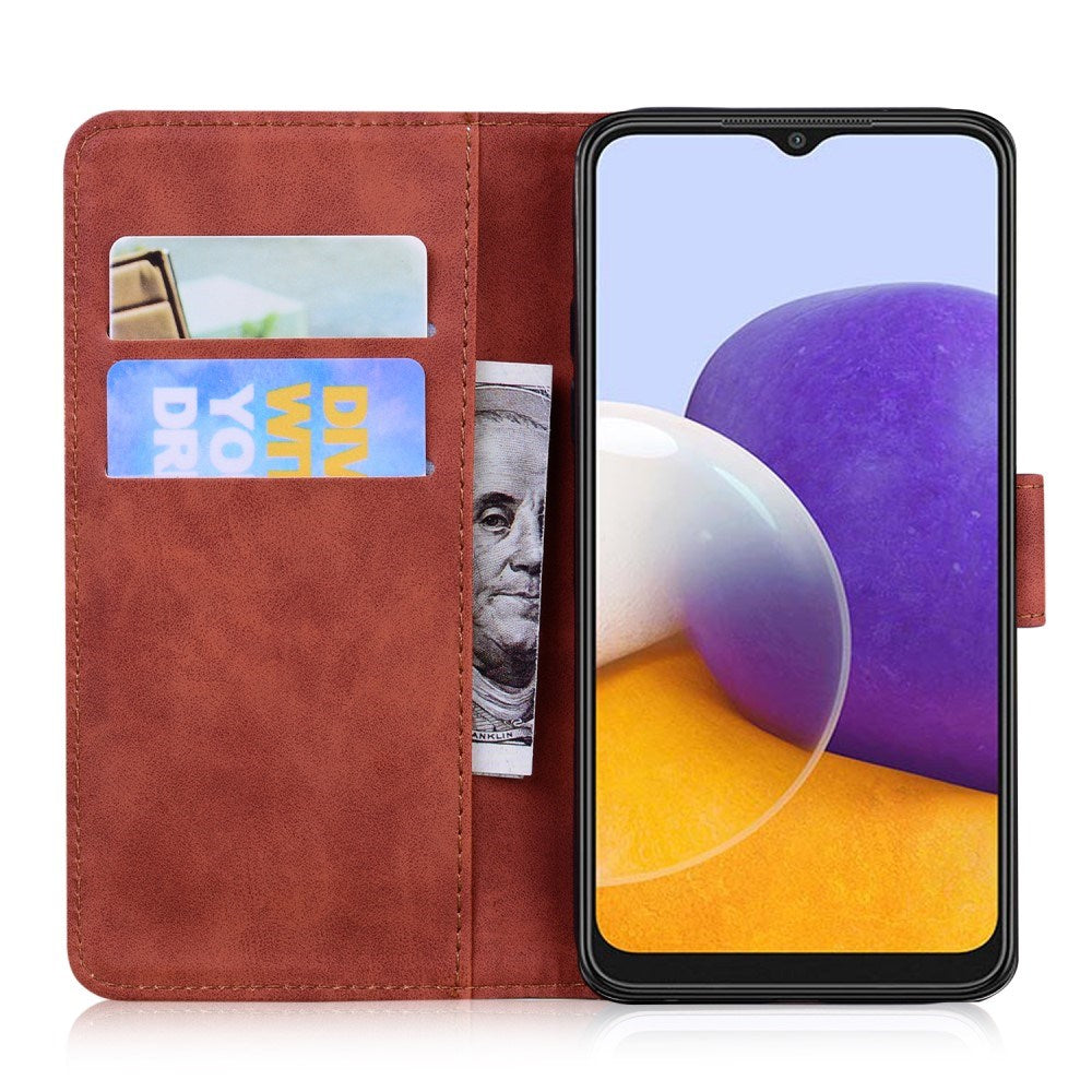 EIDERWOOD Samsung Galaxy A22 (5G) Kunstskinn Flip Deksel m. Kortholder & Ståfunksjon - Brun