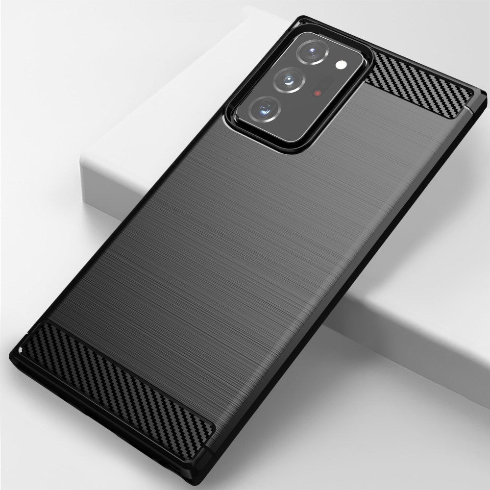 EIDERWOOD Samsung Galaxy Note 20 Ultra Brushed Carbon Fiber Fleksibelt Plast Deksel - Svart