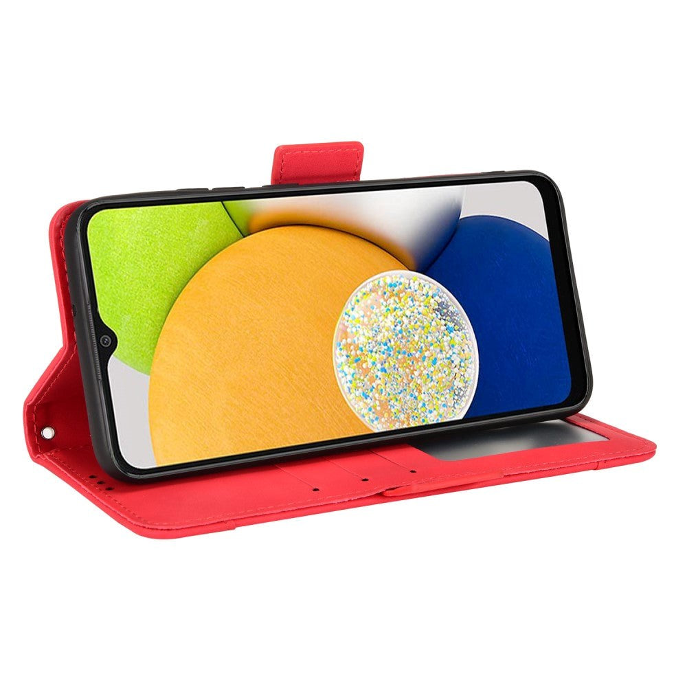 Samsung Galaxy A03 Flip Deksel i Mykt Skinn med Lommebok - Rød