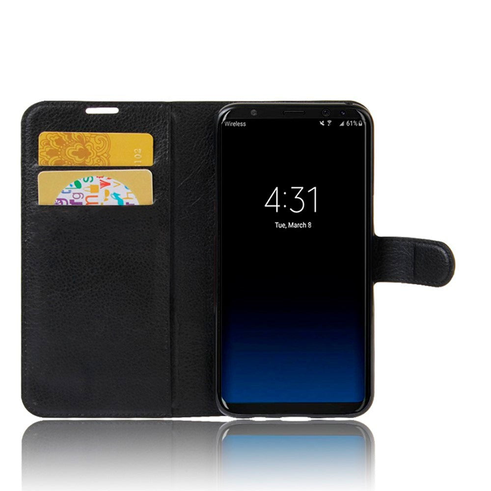 Samsung Galaxy S8 Plus PU Skinn Flipdeksel m. Kortholder - Svart