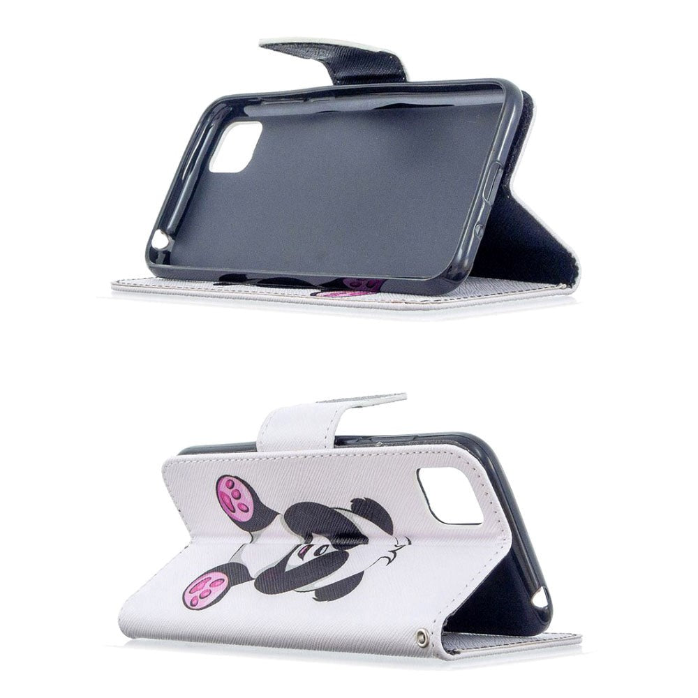 Huawei Y5p Rutete Skinndeksel med Lommebok - Baby Panda