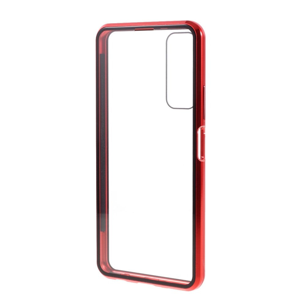 Huawei P Smart 2021 Magnetisk Deksel m. Glas Forside & Bakside- Rød