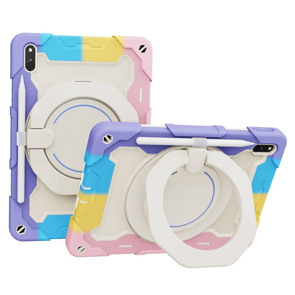 Huawei MatePad 11 Håndverksdeksel - Stativfunksjon, Håndholder & Penneholder - Hvit / Multi