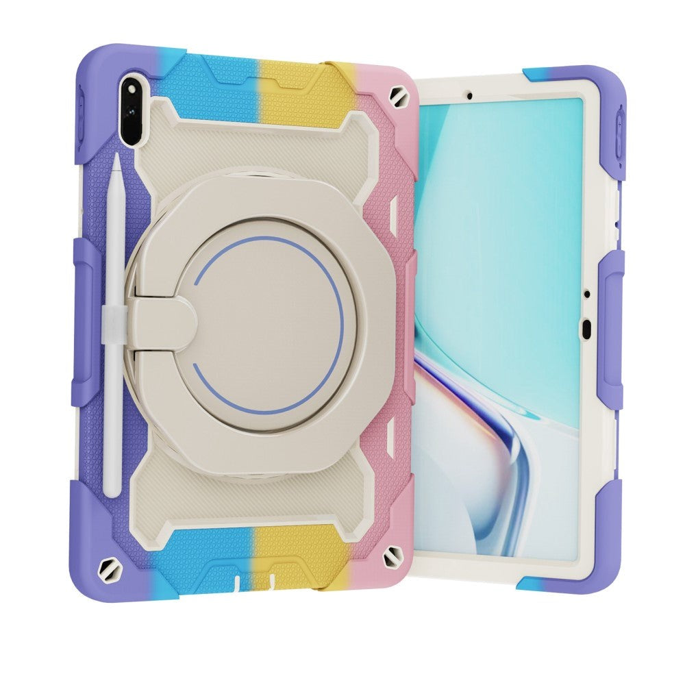 Huawei MatePad 11 Håndverksdeksel - Stativfunksjon, Håndholder & Penneholder - Hvit / Multi