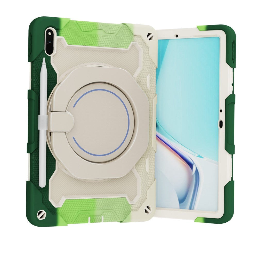 Huawei MatePad 11 Håndverksdeksel - Stativfunksjon, Håndholder & Penneholder - Hvit / Grønn
