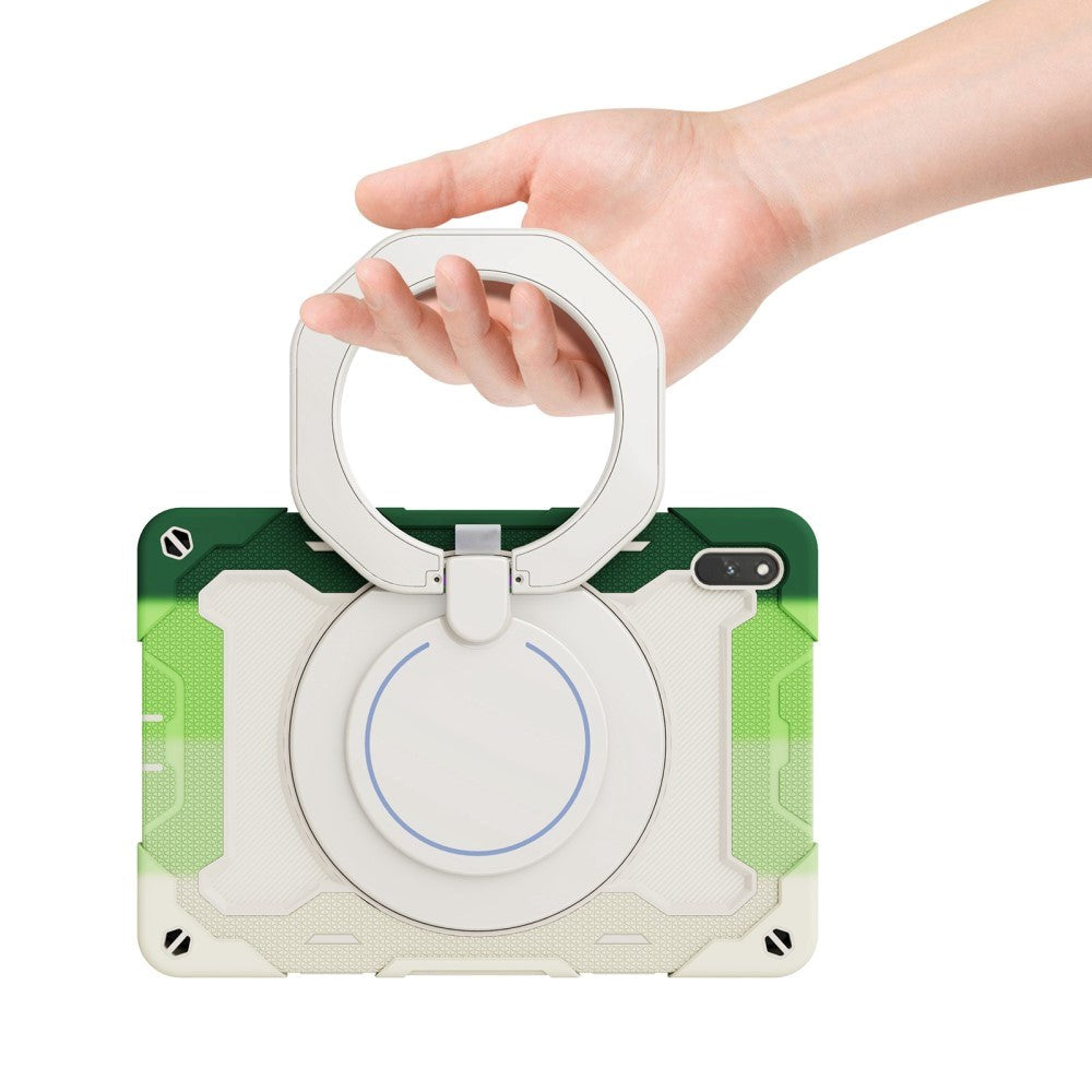 Huawei MatePad 11 Håndverksdeksel - Stativfunksjon, Håndholder & Penneholder - Hvit / Grønn