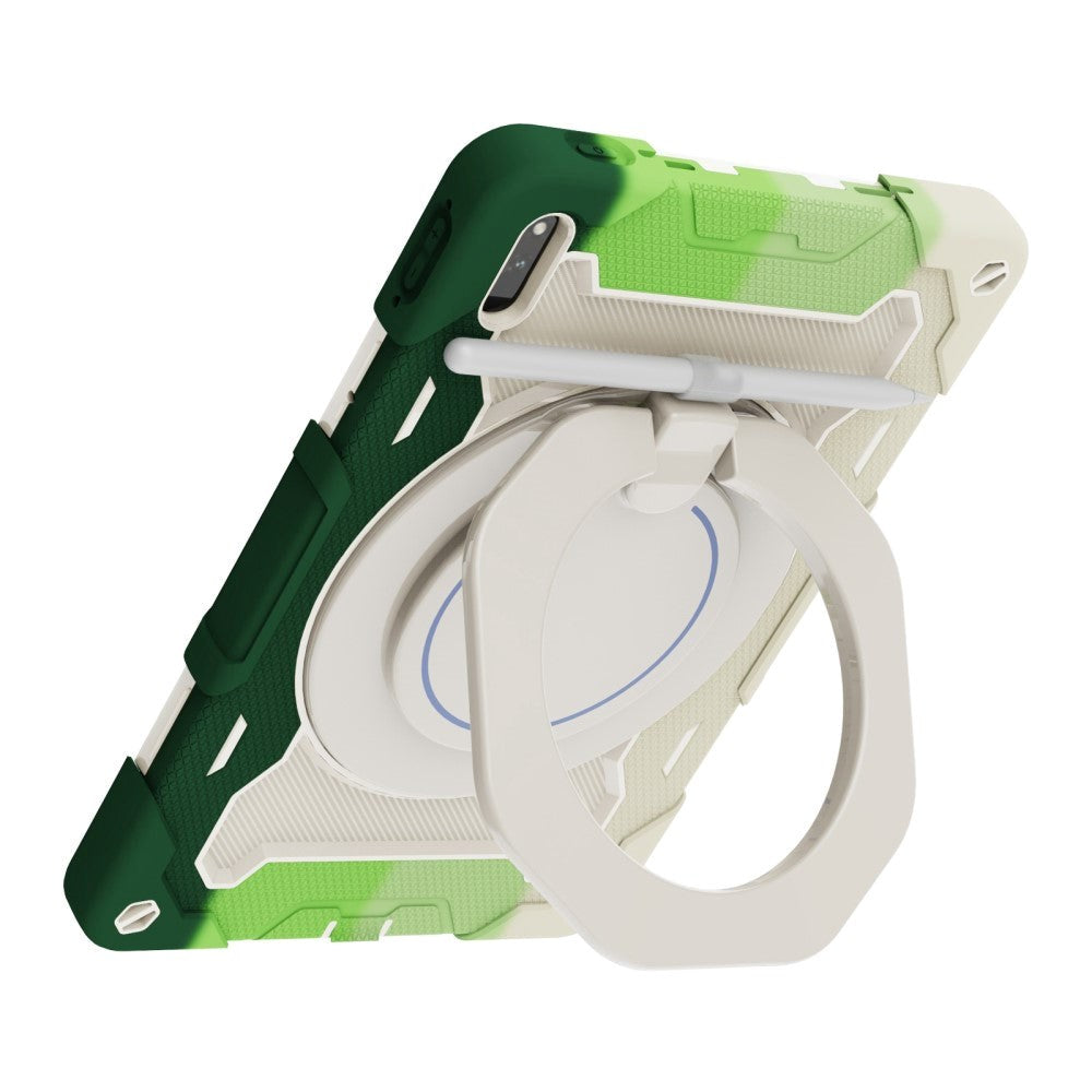 Huawei MatePad 11 Håndverksdeksel - Stativfunksjon, Håndholder & Penneholder - Hvit / Grønn