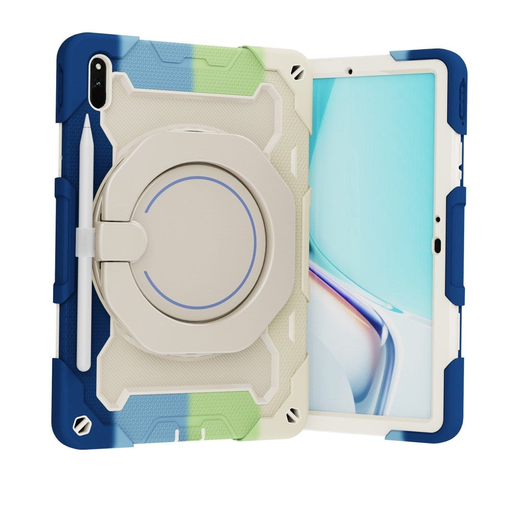 Huawei MatePad 11 Håndverksdeksel - Stativfunksjon, Håndholder & Penneholder - Hvitt / Blå