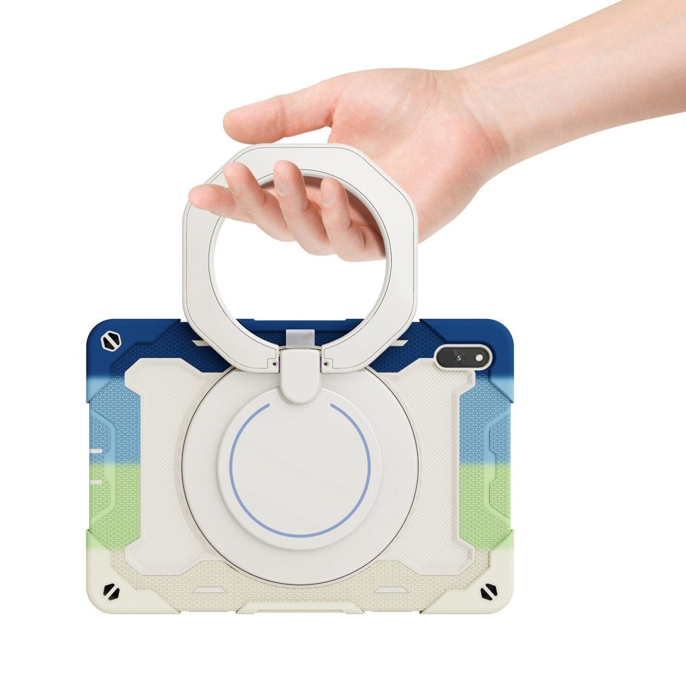 Huawei MatePad 11 Håndverksdeksel - Stativfunksjon, Håndholder & Penneholder - Hvitt / Blå