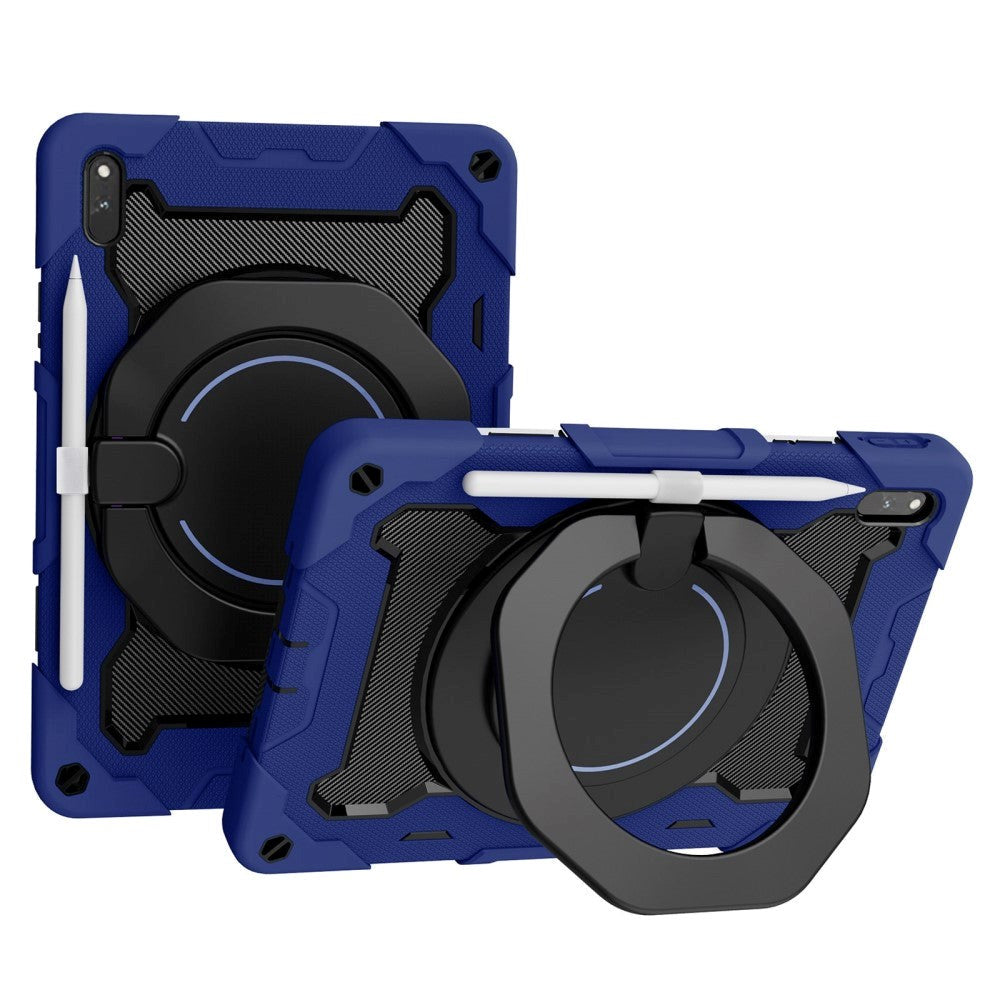 Huawei MatePad 11 Håndverksdeksel - Stativfunksjon, Håndholder & Penneholder - Blå