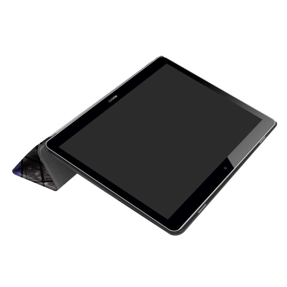Huawei MediaPad T3 10 9.6" Deksel - Tri-Fold Skinndeksel "Crazy Patterns" Grå