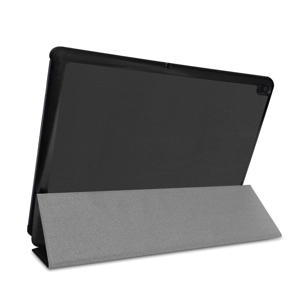 Lenovo Tab E10 Skinn Deksel med Tri-fold Stand - Svart