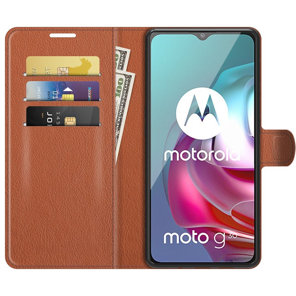 EIDERWOOD Motorola Moto G10 / G20 / G30 Kunstskinn Flip Deksel med Kortholder & Ståfunksjon - Brun