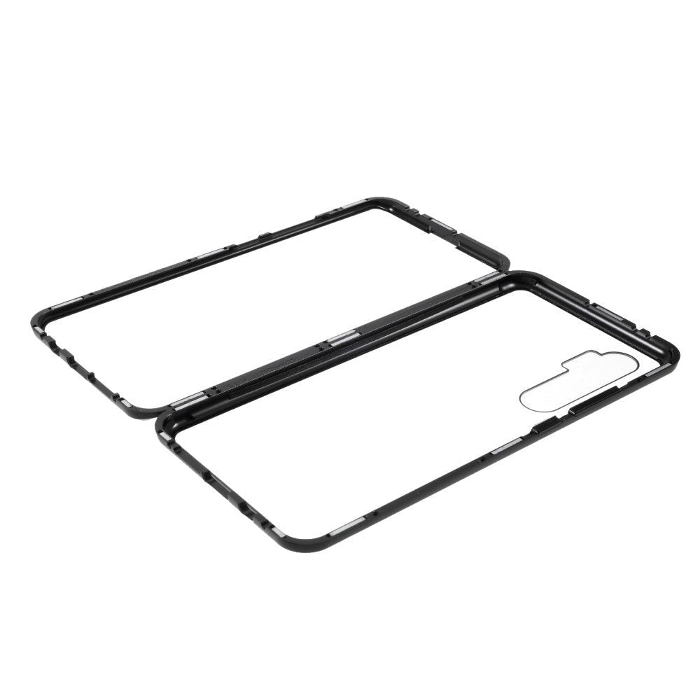 Xiaomi Mi Note 10 Lite 360° Magnetisk Metall Deksel m. Glass Bakside& Forside - Sort