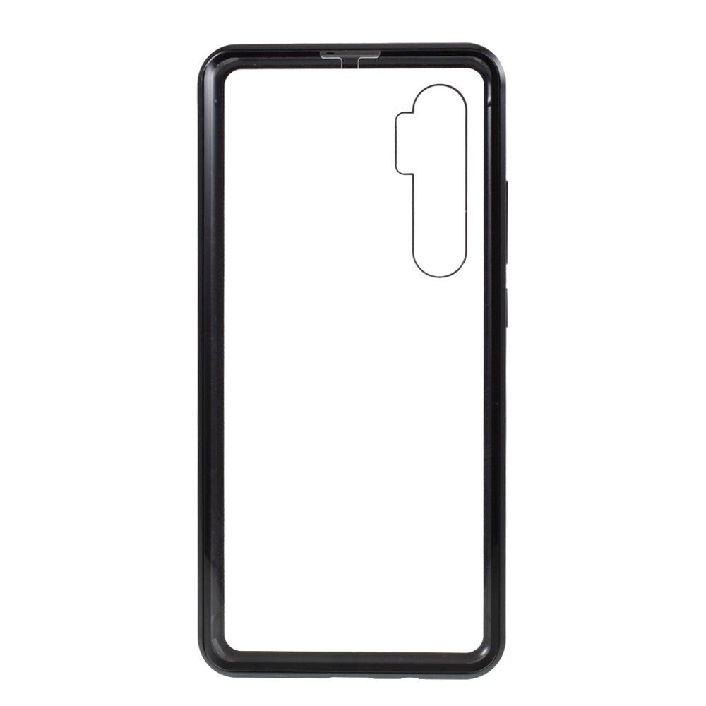 Xiaomi Mi Note 10 Lite 360° Magnetisk Metall Deksel m. Glass Bakside& Forside - Sort