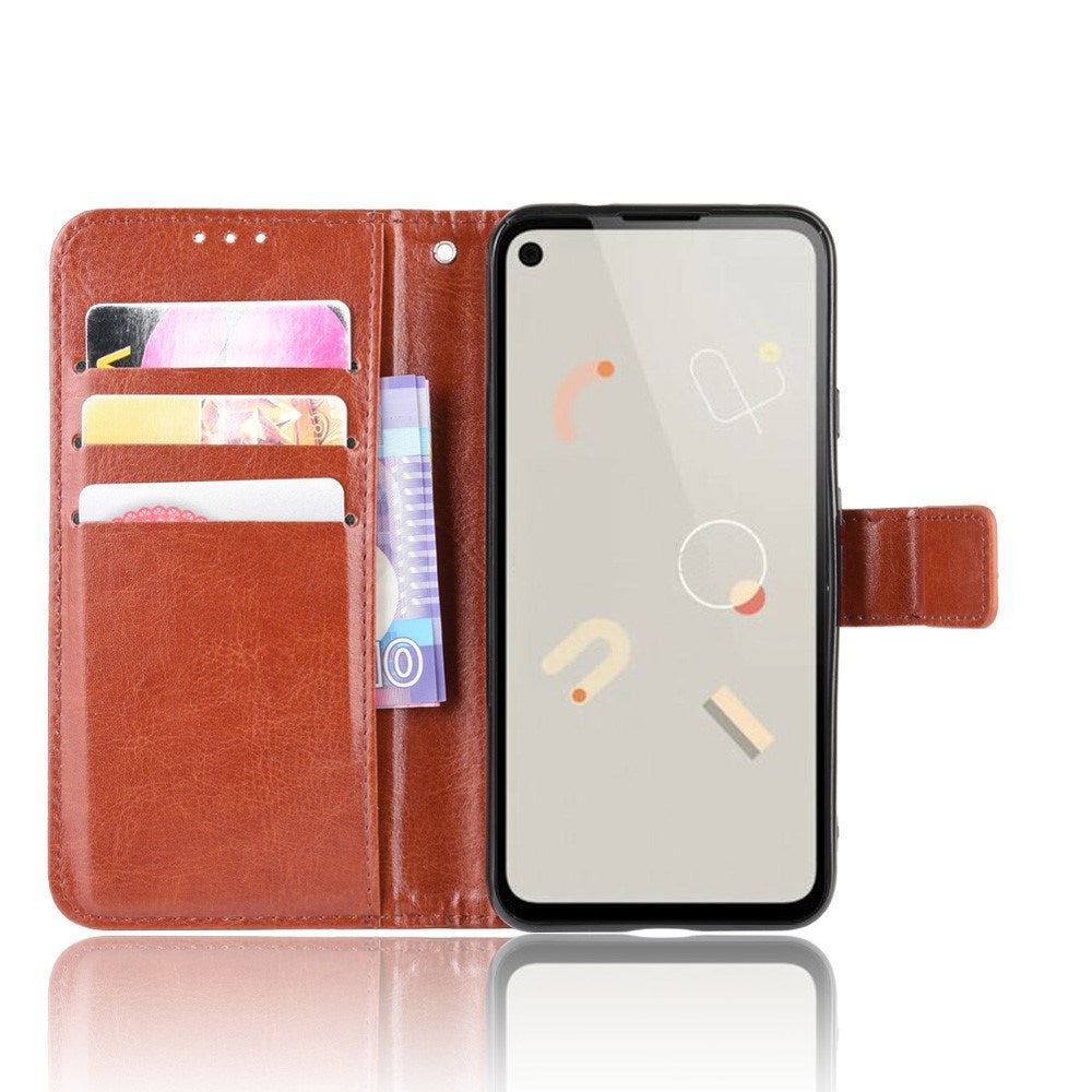 EIDERWOOD Google Pixel 4a Leather Deksel med Lommebok og Stropp - Brun