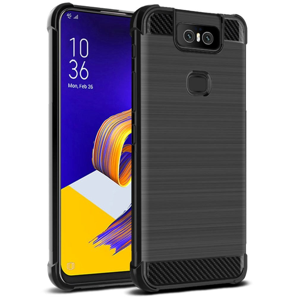 Asus Zenfone 6 (ZS630KL) IMAK Carbon Fiber Plastik Deksel Svart