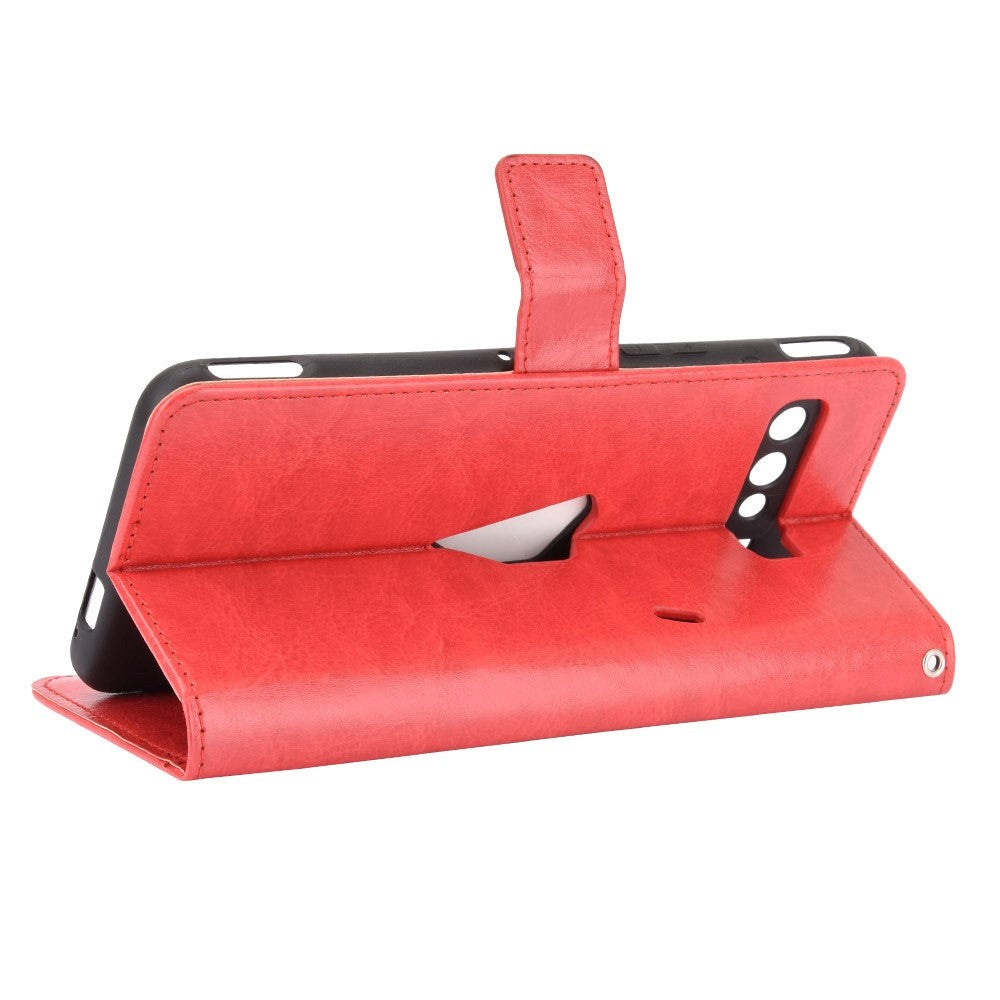 Asus ROG Phone 3 (ZS661KS) Nøytralt PU Skinndeksel m. Lommebok Rød